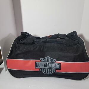 Genuine Harley Davidson Travel Duffel Gym Bag Airplane Travel Black & Orange sho